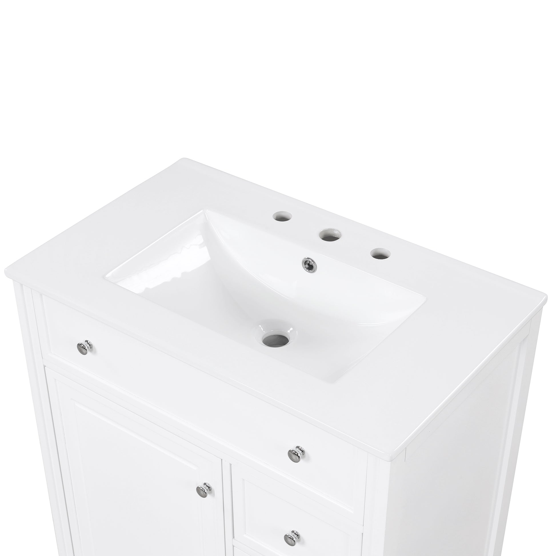 30" Bathroom Vanity With Sink Top, Bathroom Vanity Cabinet With Door And Two Drawers, Mdf Boards, Solid Wood, One Package, White White Solid Wood Mdf