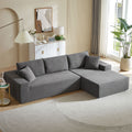 L Shape Sectional Sofa Corduroy Couches Modular Sectional Living Room Sofa Set Upholstered Sleeper Sofa For Living Room, Bedroom, Salon,.Grey Gray Corduroy 3 Seat