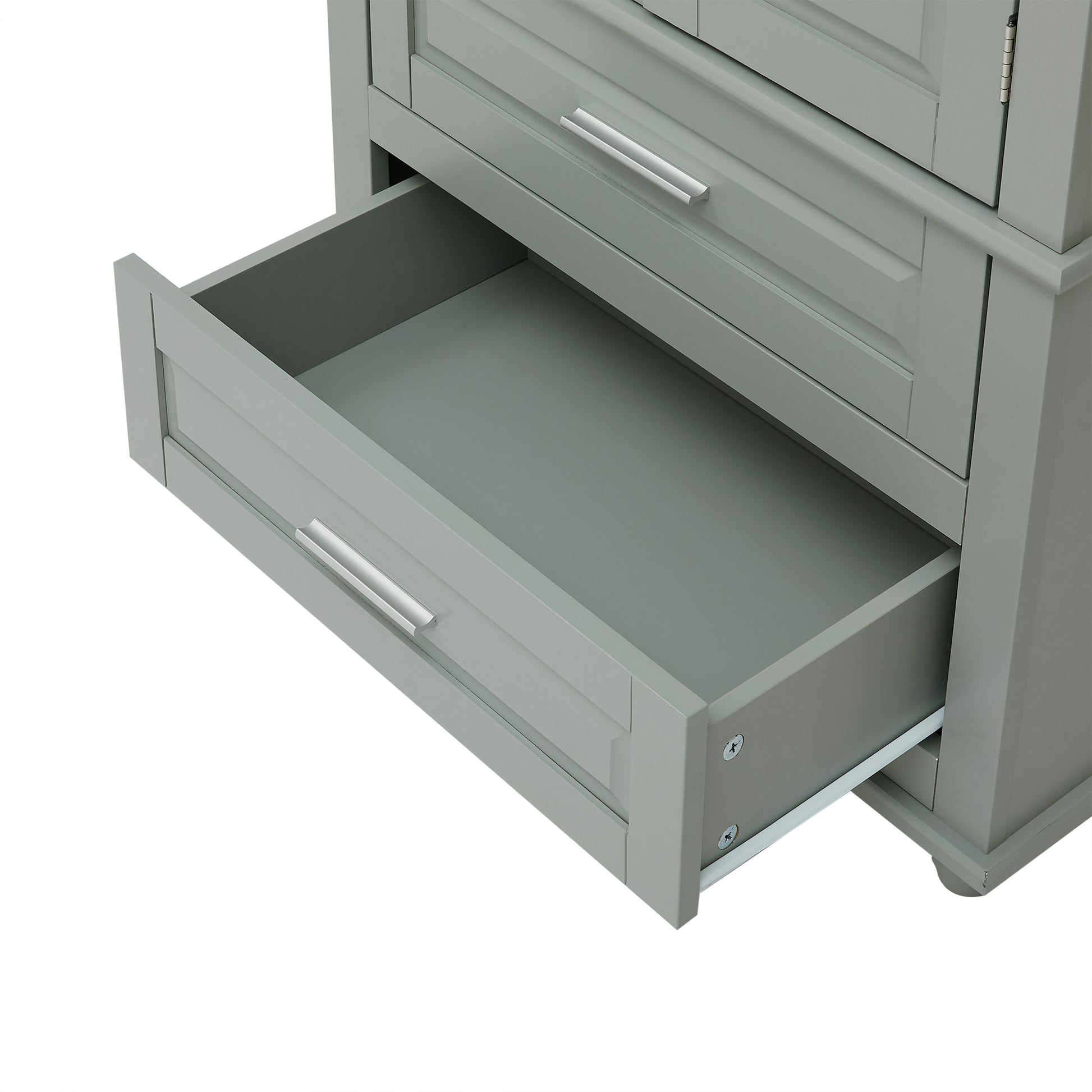 Tall Storage Cabinet With Two Drawers For Bathroom Office, Grey Grey Mdf