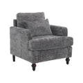 Coolmore Wood Frame Armchair, Modern Accent Chair Lounge Chair For Living Room,Tufted Club Chair, Mid Century Modern Arm Chairs With Studded, Solid Wood Frame, For Bedroom, Reading Gray Chenille Gray Chenille 1 Seat