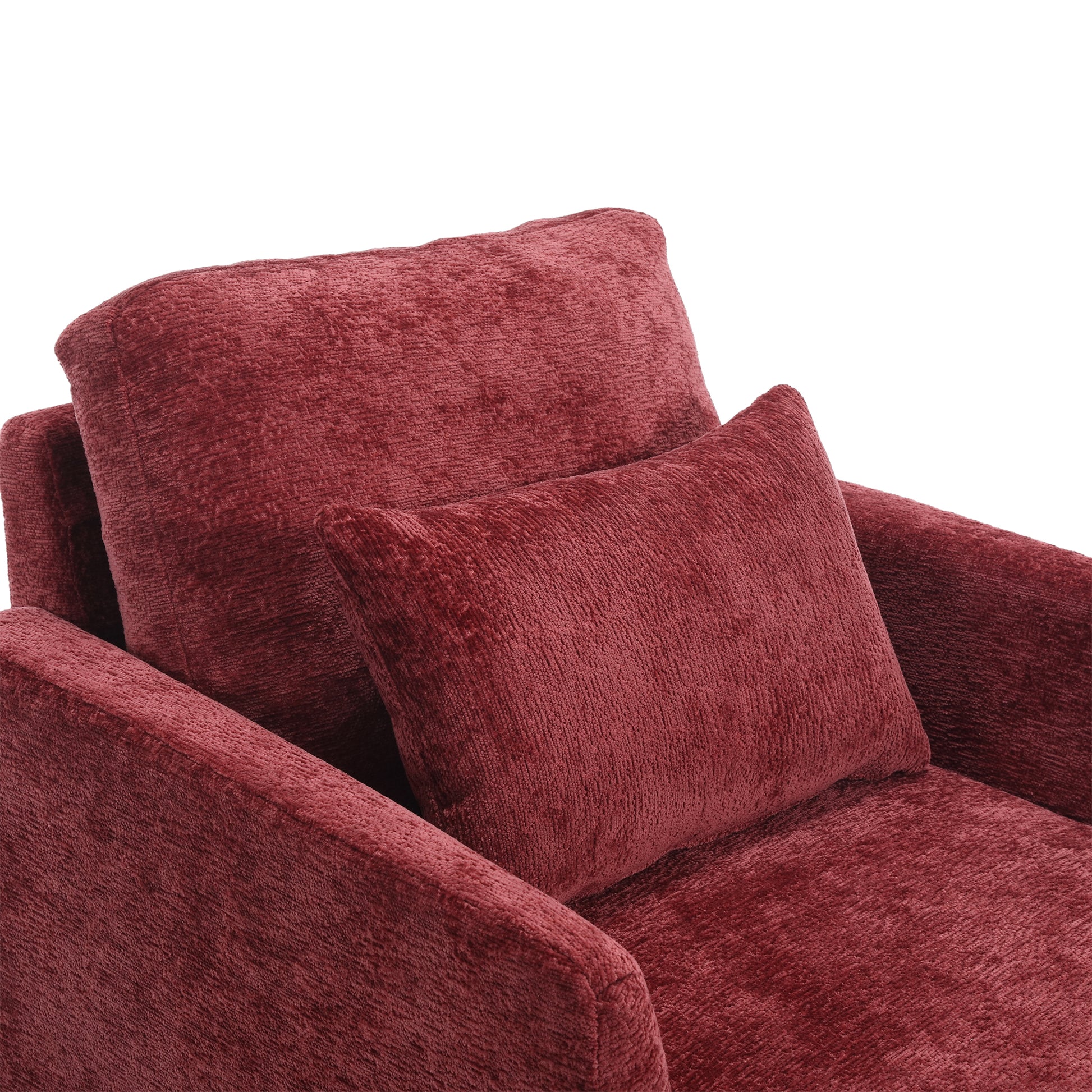 Coolmore Wood Frame Armchair, Modern Accent Chair Lounge Chair For Living Room,Tufted Club Chair, Mid Century Modern Arm Chairs With Studded, Solid Wood Frame, For Bedroom, Reading Wine Red Chenille Wine Red Chenille 1 Seat