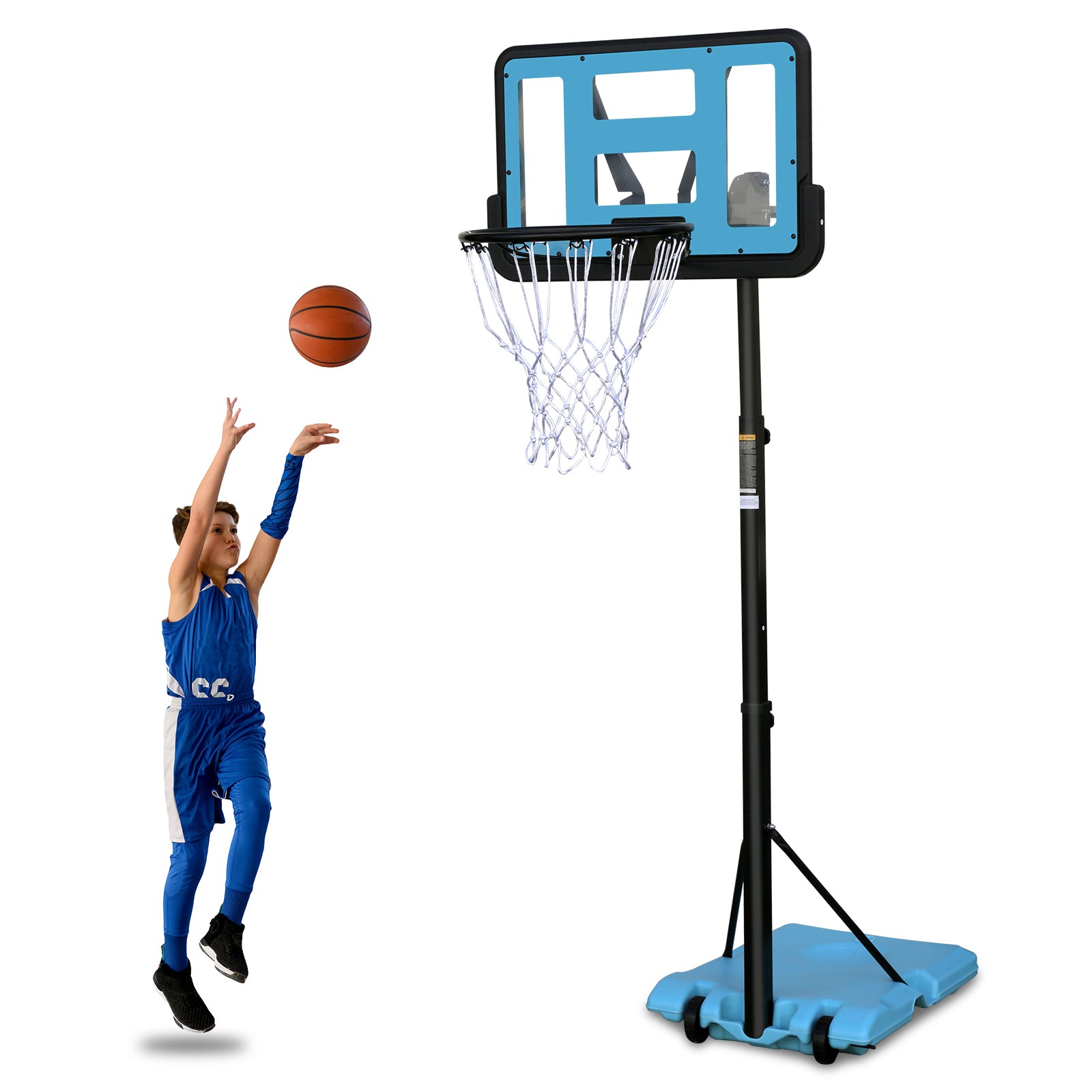 Use For Outdoor Height Adjustable 4.8 To 7.7Ft Basketball Hoop 44 Inch Backboard Portable Basketball Goal System With Stable Base And Wheels Balls Sports Transparent Garden & Outdoor Sporty Iron