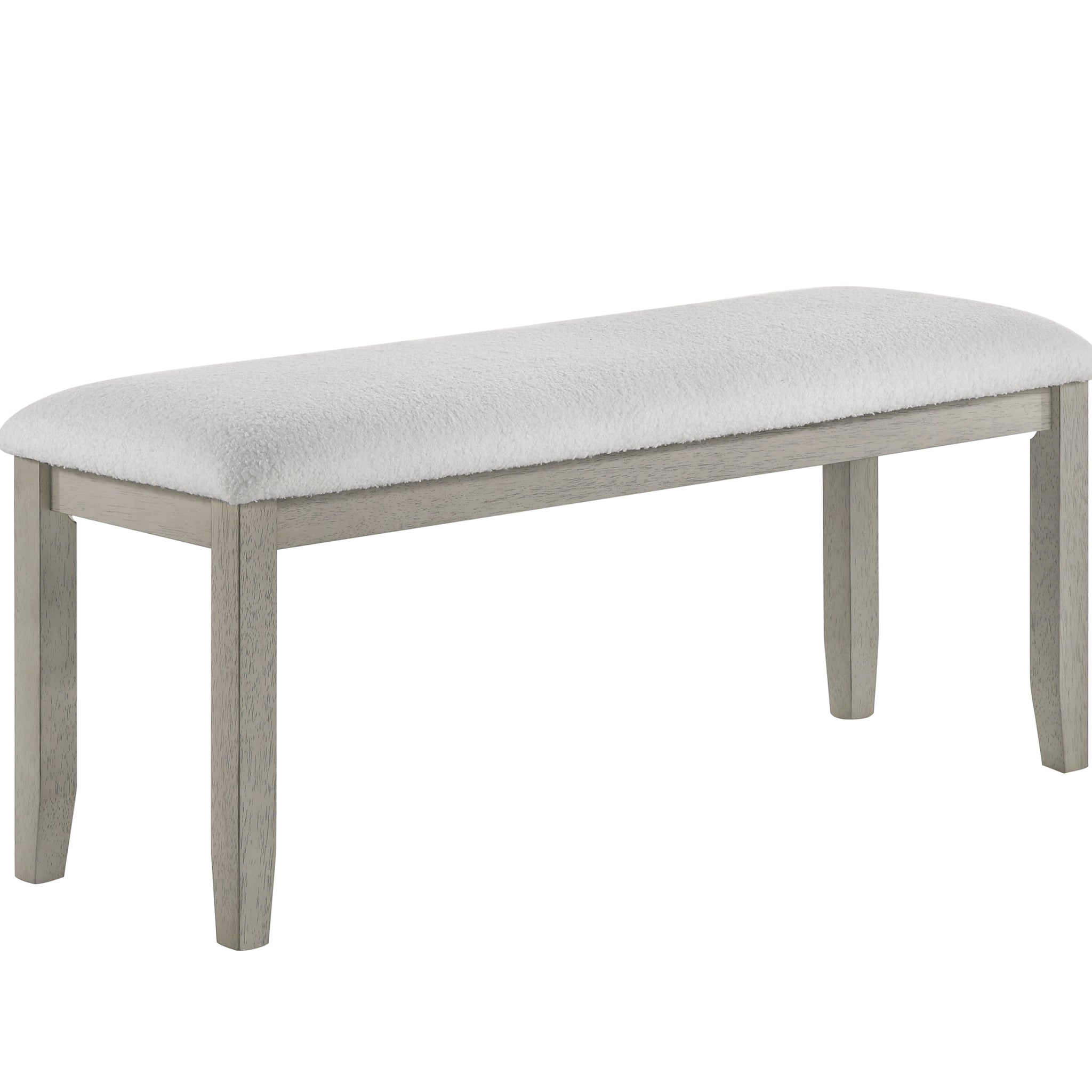 1Pc Gray Finish Standard Height Dining Bench White Fabric Upholstered Seat Tapered Legs Contemporary Transitional Style Dining Room Wooden Furniture Antique Gray Gray Dining Room Rectangular White Transitional Wood