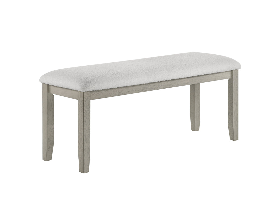 1Pc Gray Finish Standard Height Dining Bench White Fabric Upholstered Seat Tapered Legs Contemporary Transitional Style Dining Room Wooden Furniture Antique Gray Gray Dining Room Rectangular White Transitional Wood