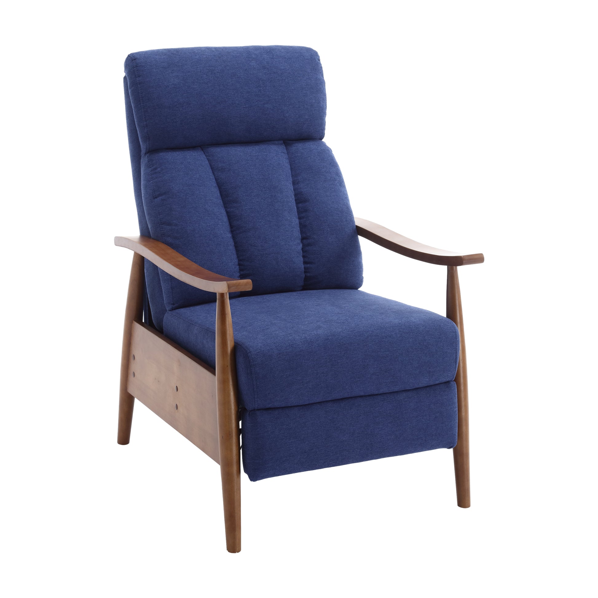 Coolmore Wood Frame Armchair, Modern Accent Chair Lounge Chair For Living Room Blue Linen