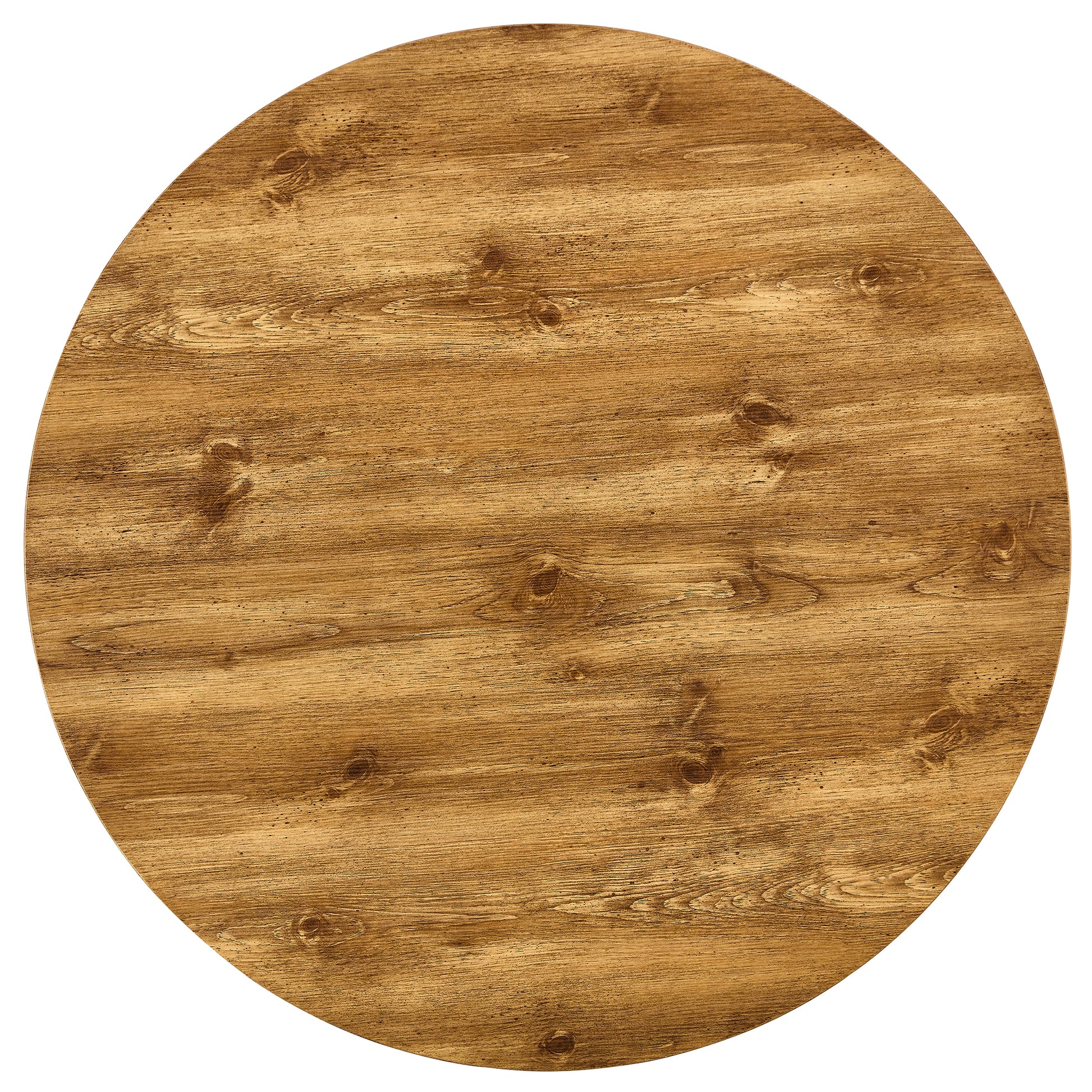 A Modern And Practical Circular Dining Table. Made Of Mdf Tabletop And Wooden Mdf Table Legs. A Set Of 6 Brown Cushioned Chairs.Ct B0501A Natural Wood Mdf