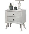 Contemporary White Color 1Pc Nightstand Bedroom Furniture Solid Wood Wave Texture 2 Drawers Bedside Table Bronze Round Knobs White White 2 Drawers Bedroom Bedside Cabinet Classic,Contemporary,Modern Rubberwood Drawers Solid Wood