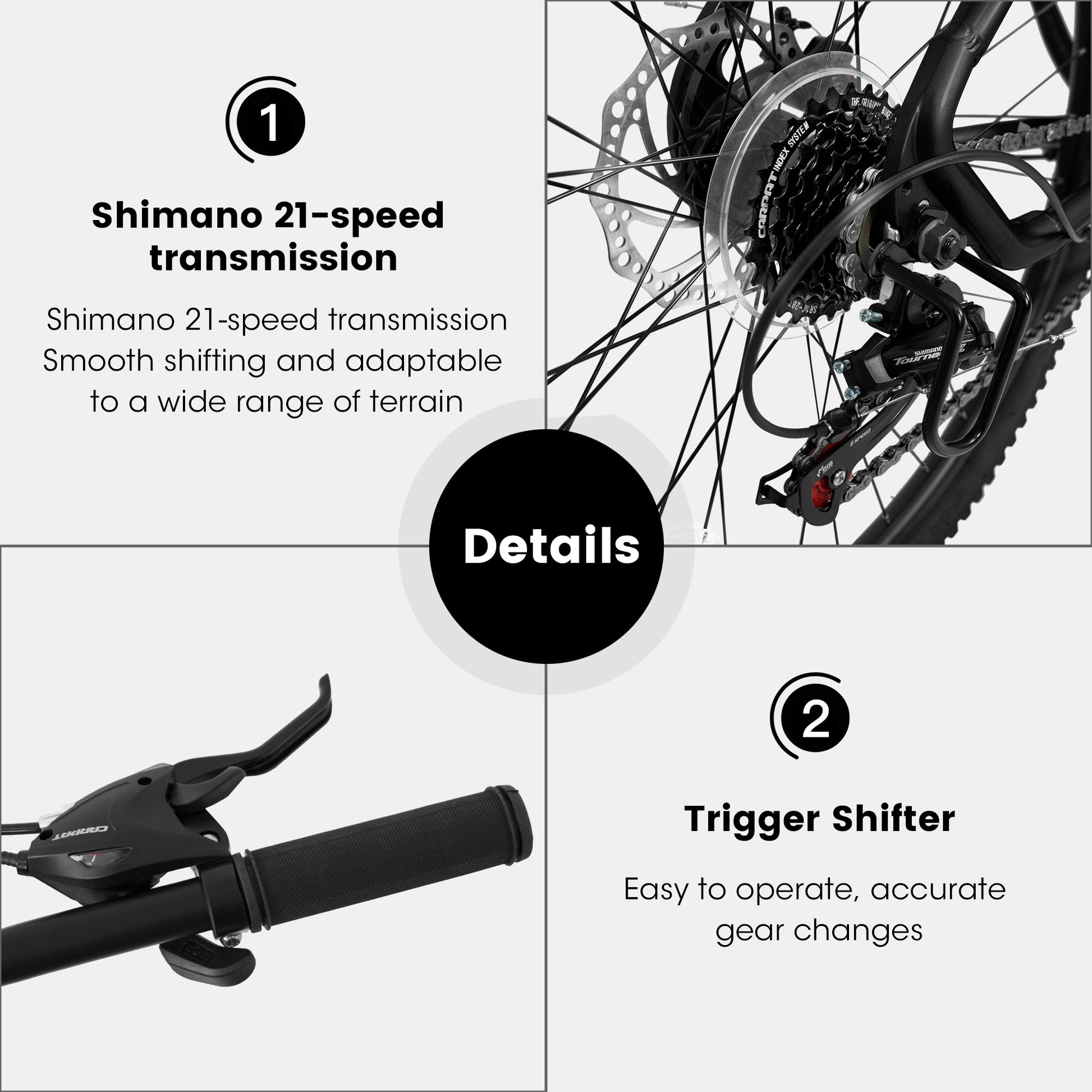 A2757 27 inch Mountain Bike 21 Speeds, Suspension cycling-black-without-anti-slip-garden &