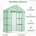 Outsunny 5' X 2.5' X 6.5' Mini Walk In Greenhouse Kit, Portable Green House With 3 Tier Shleves, Roll Up Door, And Weatherized Pe Cover For Backyard Garden, Green Green Steel