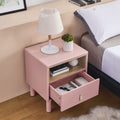 Single Drawer Bedside Table, Modern Style Bedside Table, Wooden Bedside Table, Bedside Table With Drawer, Side Table With Drawer, Compact Bedside Table, Nordic Style Bedside Table Pink Solid Wood Mdf