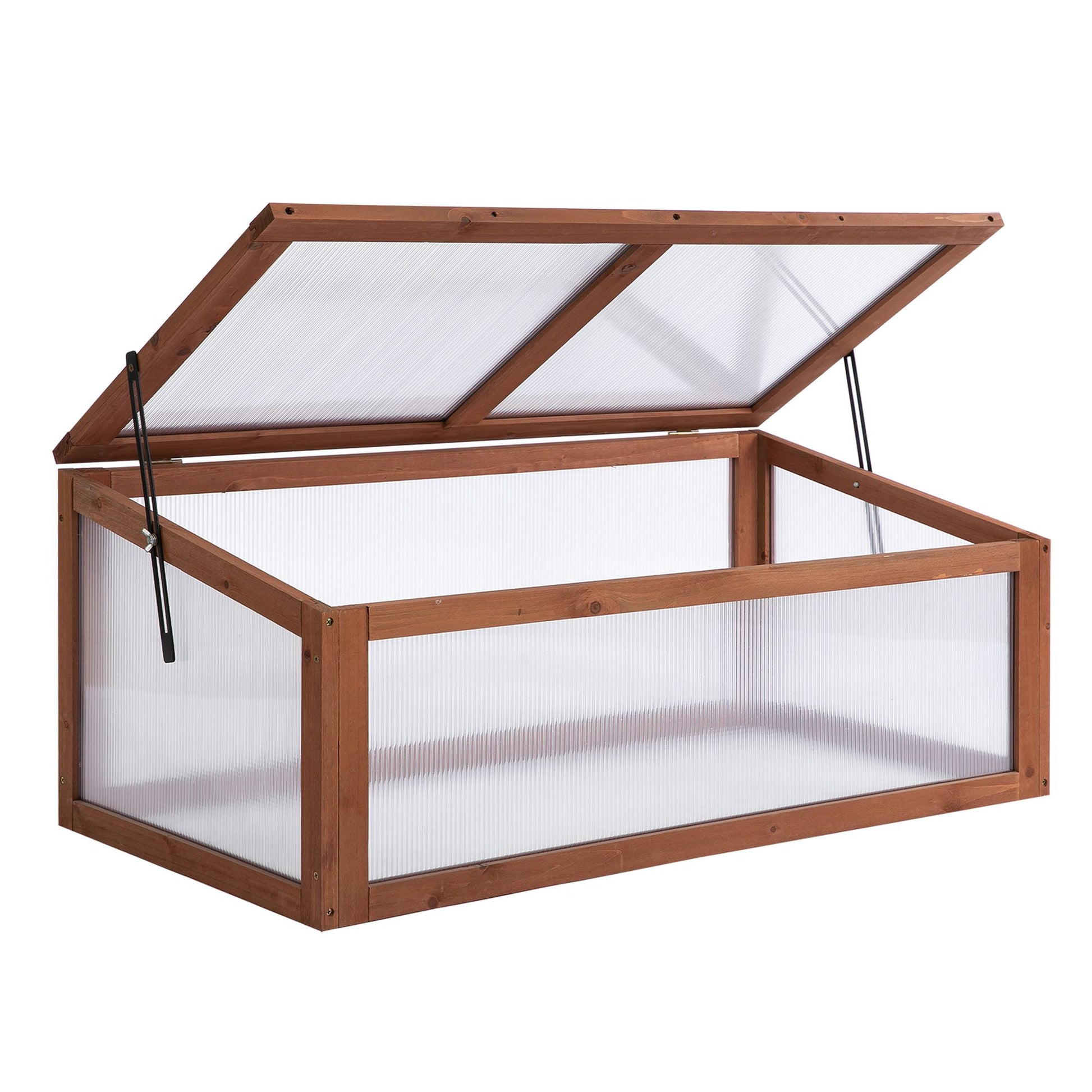 Outsunny Portable Wooden Garden Green House Cold Frame, Indoor Outdoor Terrarium Planter Box, 39" X 26" X 16" Brown Wood