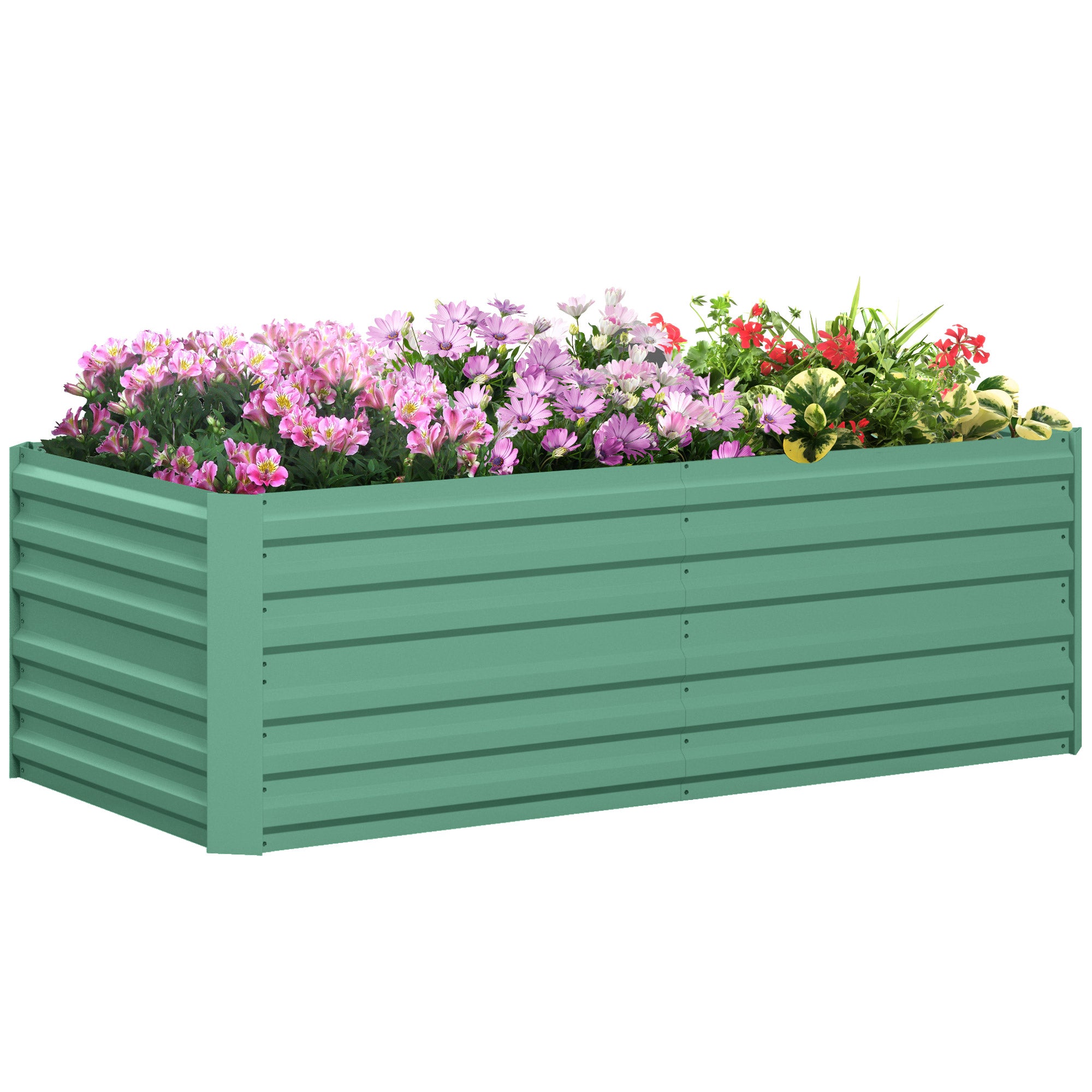 Outsunny Galvanized Raised Garden Bed Kit, Large And Tall Metal Planter Box For Vegetables, Flowers And Herbs, Reinforced, 6' X 3' X 2', Light Green Green Steel