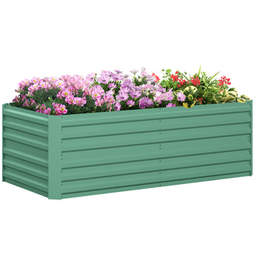 Outsunny Galvanized Raised Garden Bed Kit, Large And Tall Metal Planter Box For Vegetables, Flowers And Herbs, Reinforced, 6' X 3' X 2', Light Green Green Steel