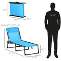 Outsunny Folding Chaise Lounge Pool Chair, Patio Sun Tanning Chair, Outdoor Lounge Chair W 4 Position Reclining Back, Pillow,Mesh & Bungee Seat For Beach, Yard, Patio, Blue Blue Steel
