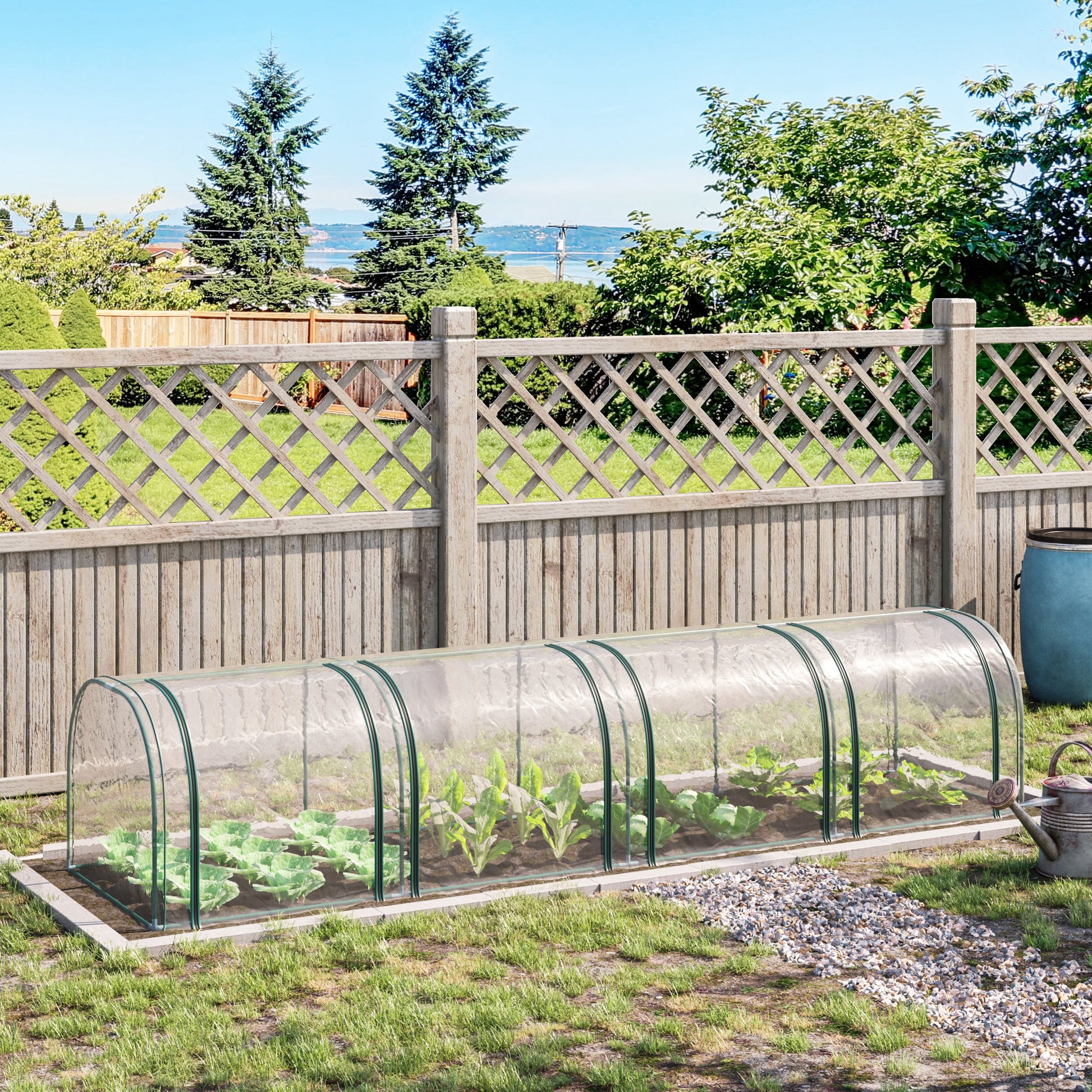 Outsunny Mini Greenhouse, Portable 13' L X 3' W X 2.5' H Tunnels, 4 Roll Up Zip Doors, Uv Waterproof Pvc Cover, Steel Frame, Green Clear Steel