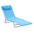 Outsunny Folding Chaise Lounge Pool Chairs, Outdoor Sun Tanning Chairs With Pillow, Reclining Back, Steel Frame &Mesh For Beach, Yard, Patio, Blue Blue Steel