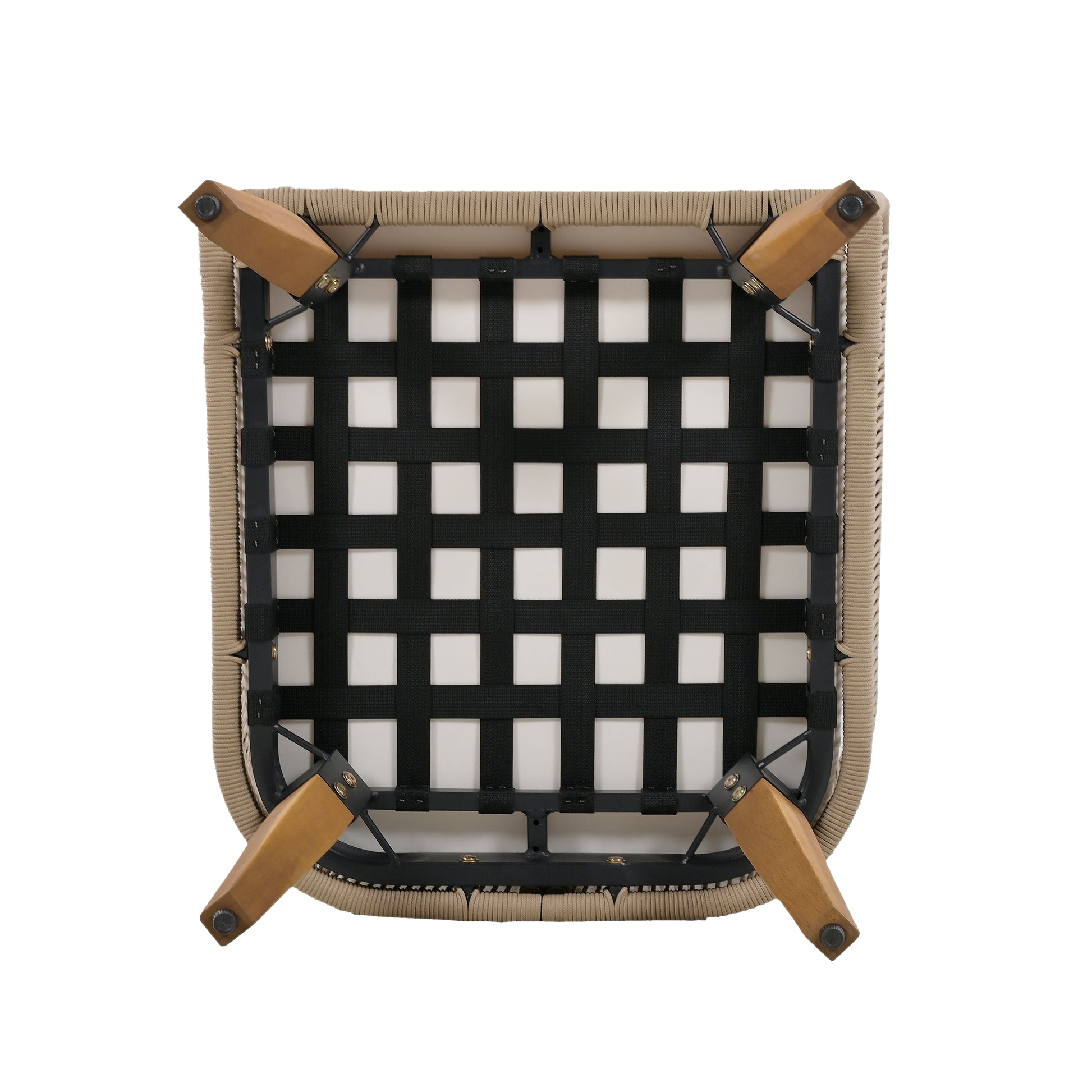 4 Piece Patio Conversation Set, Solid Wood Loveseat, 2 Chairs And Table, Outdoor Conversation Group With Cushions For Backyard, Poolside, Garden Beige Cushion Natural Rope Beige Natural Woven Rope