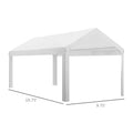 Outsunny 10' X 20' Carport Replacement Top Canopy Cover, Uv And Water Resistant Portable Garage Shelter Cover With Ball Bungee Cords, White, Only Cover White Polyethylene