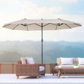 Outsunny Extra Large 15Ft Patio Umbrella, Double Sided Outdoor Umbrella With Crank Handle And Air Vents For Backyard, Deck, Pool, Market, Wine Red White Steel