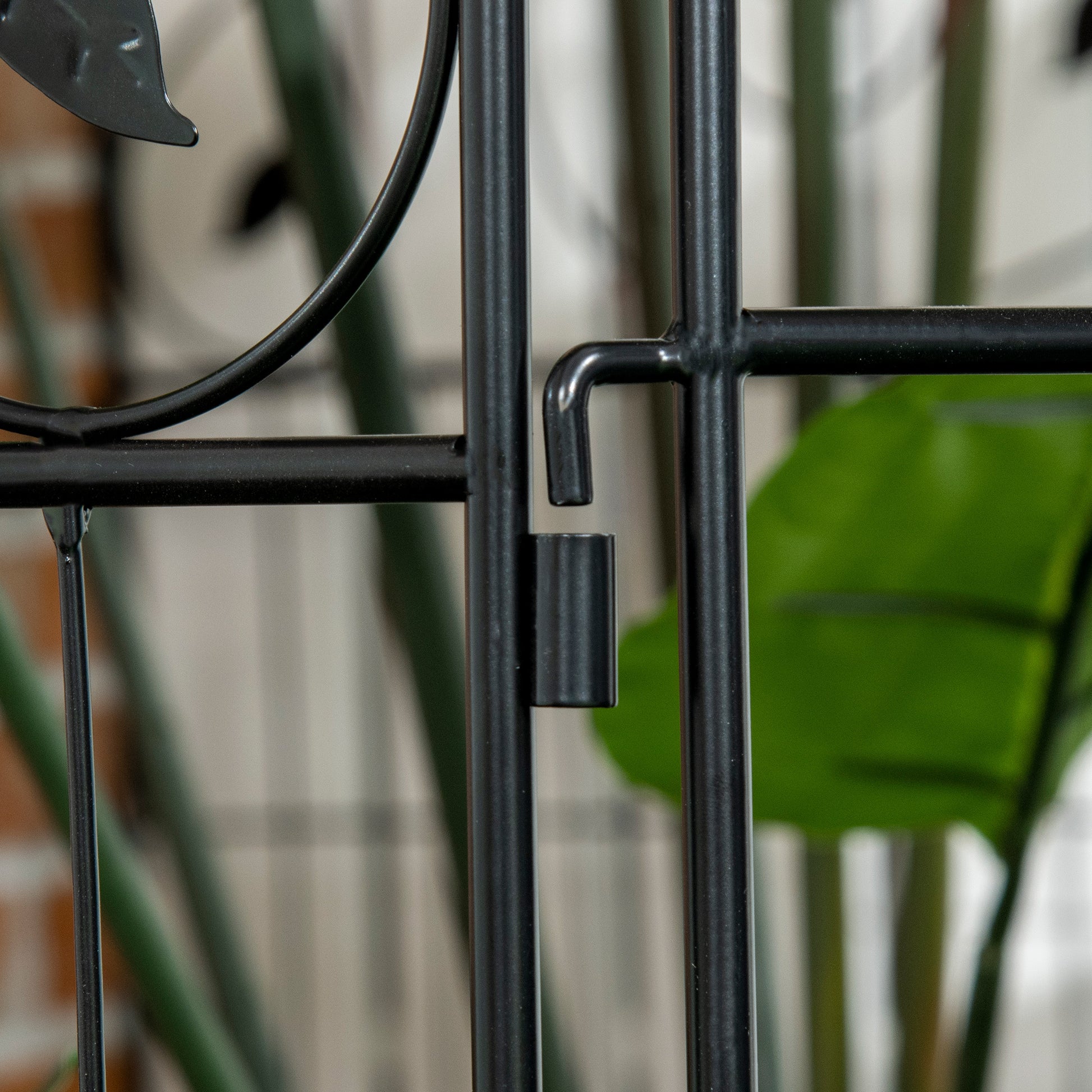 Outsunny Garden Fence, 4 Pack Steel Fence Panels, 11.5' L X 43" H, Rust Resistant Animal Barrier Decorative Border Flower Edging For Yard, Landscape, Patio, Outdoor Decor, Square Vines Black Steel