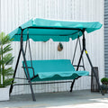 Outsunny Patio Porch Swing Chair With Adjustable Canopy, Seats 3 Adults, Steel Frame, Armrests, Green Green Steel