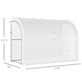 Outsunny 10' X 5' X 7' Lean To Greenhouse, Walk In Green House, Plant Nursery With 2 Roll Up Doors And Windows, Pe Cover And 3 Wire Shelves, White White Steel