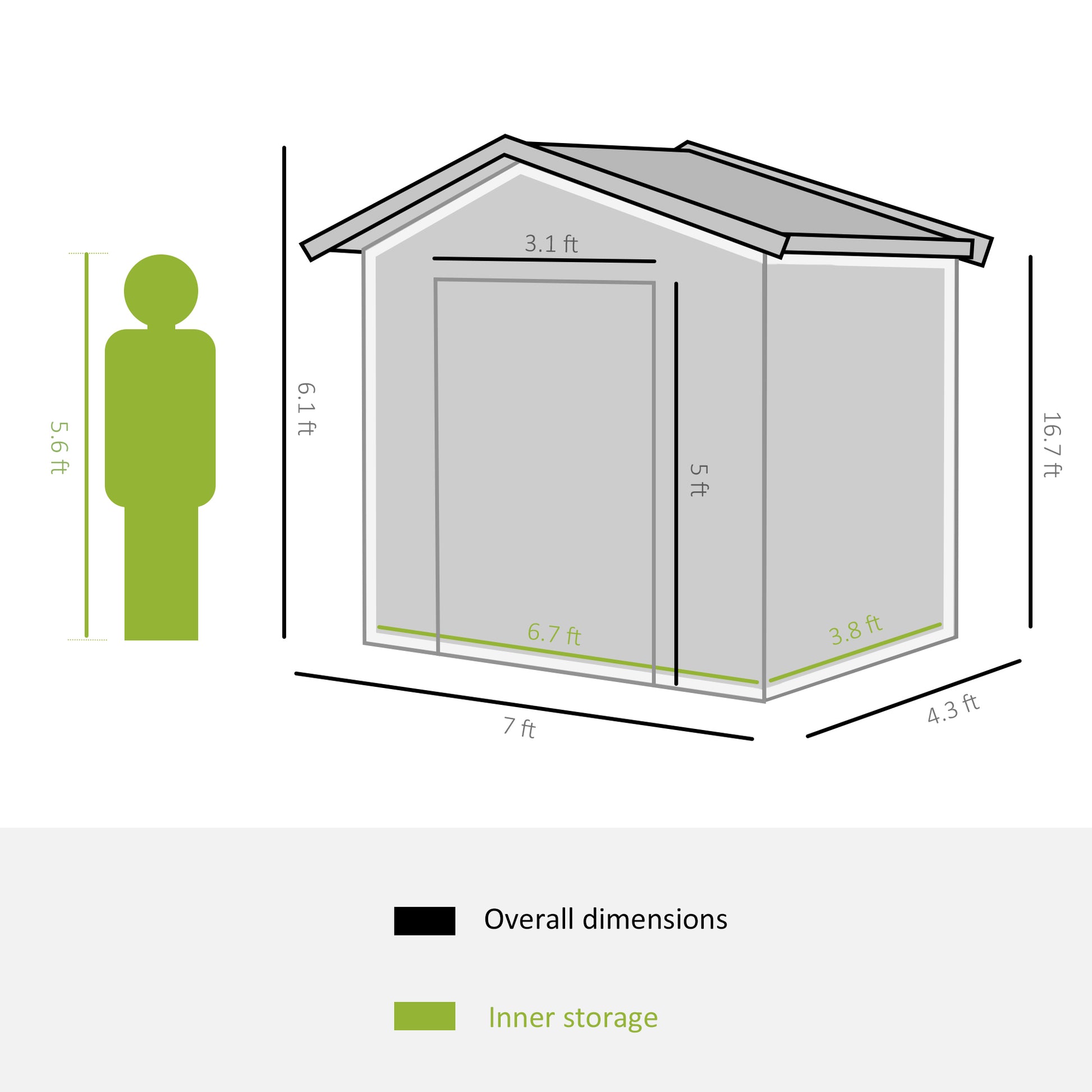 Outsunny 7' X 4' Outdoor Storage Shed, Garden