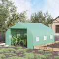 Outsunny 12' X 10' X 7' Outdoor Walk In Greenhouse, Tunnel Green House With Roll Up Windows, Zippered Door, Pe Cover, Heavy Duty Steel Frame, Green Green Steel