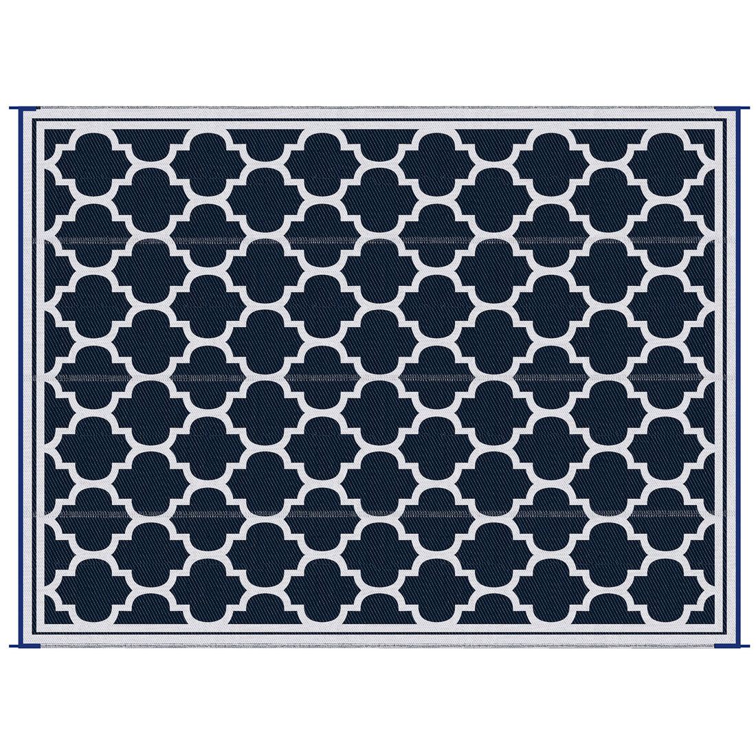 Outsunny Reversible Outdoor Rug Carpet, 9' X 18' Waterproof Plastic Straw Rug, Portable Rv Camping Rugs With Carry Bag, Large Floor Mat For Backyard, Deck, Picnic, Beach, Blue & White Blue Polypropylene