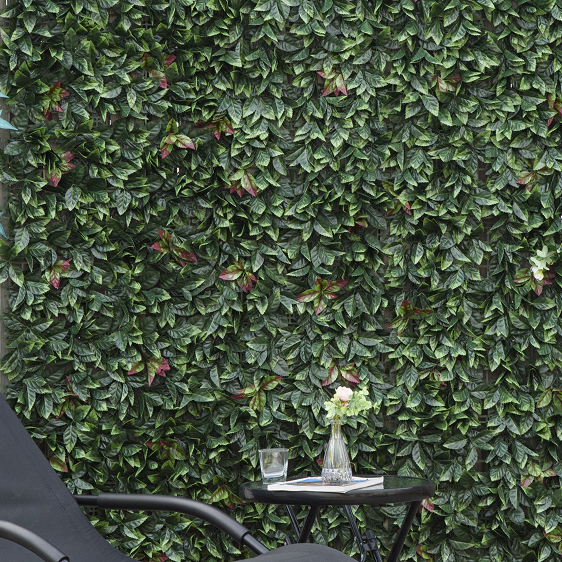 Outsunny Grass Wall Panels, 20" X 20" Artificial Grass Wall Decor,Greenery Backdrop Panels Wall For Outdoor, Indoor, Garden, Fence, Backyard, Green And Red Green Polyethylene