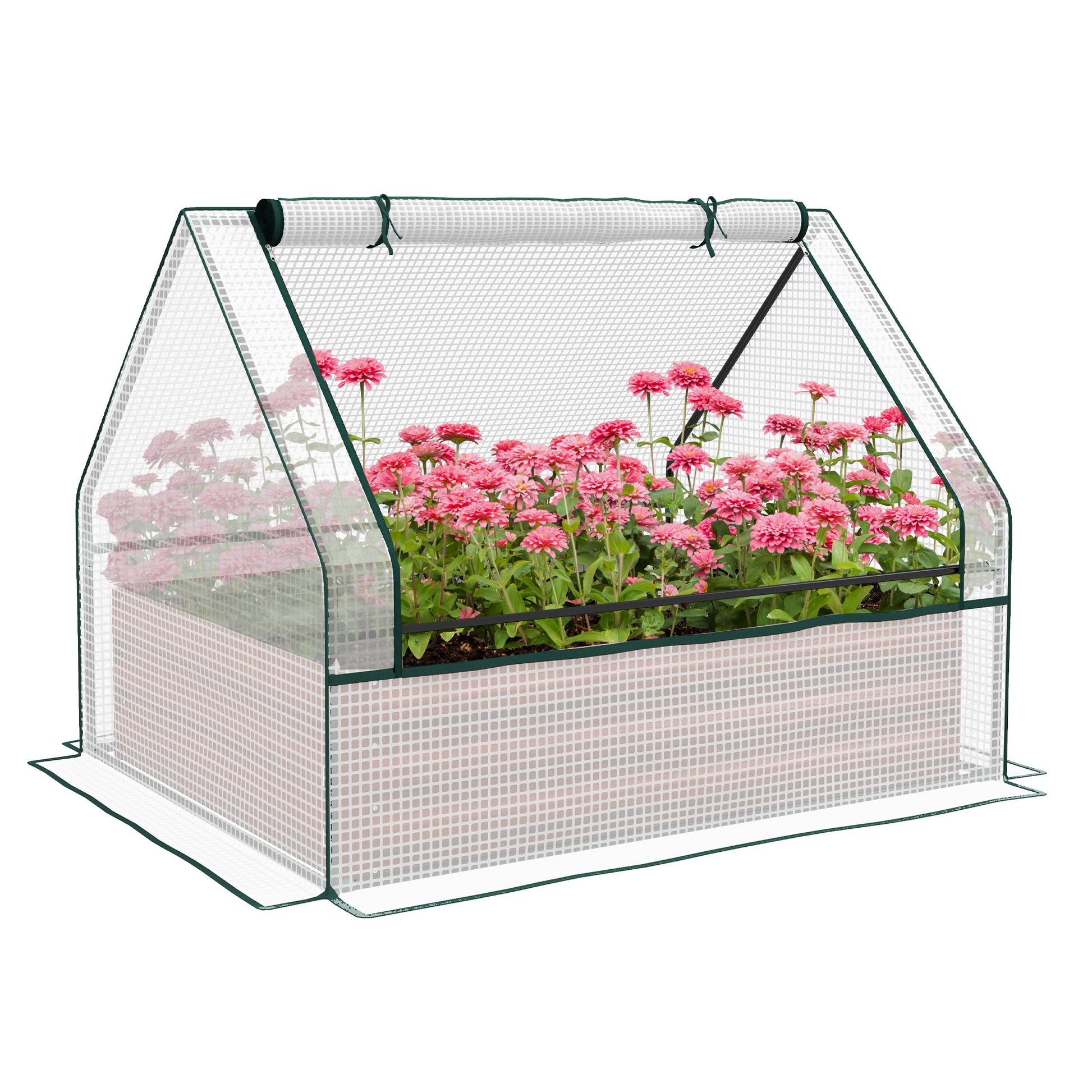 green house planter Outsunny Raised Garden Bed With Mini Greenhouse, Galvanized Outdoor Pl