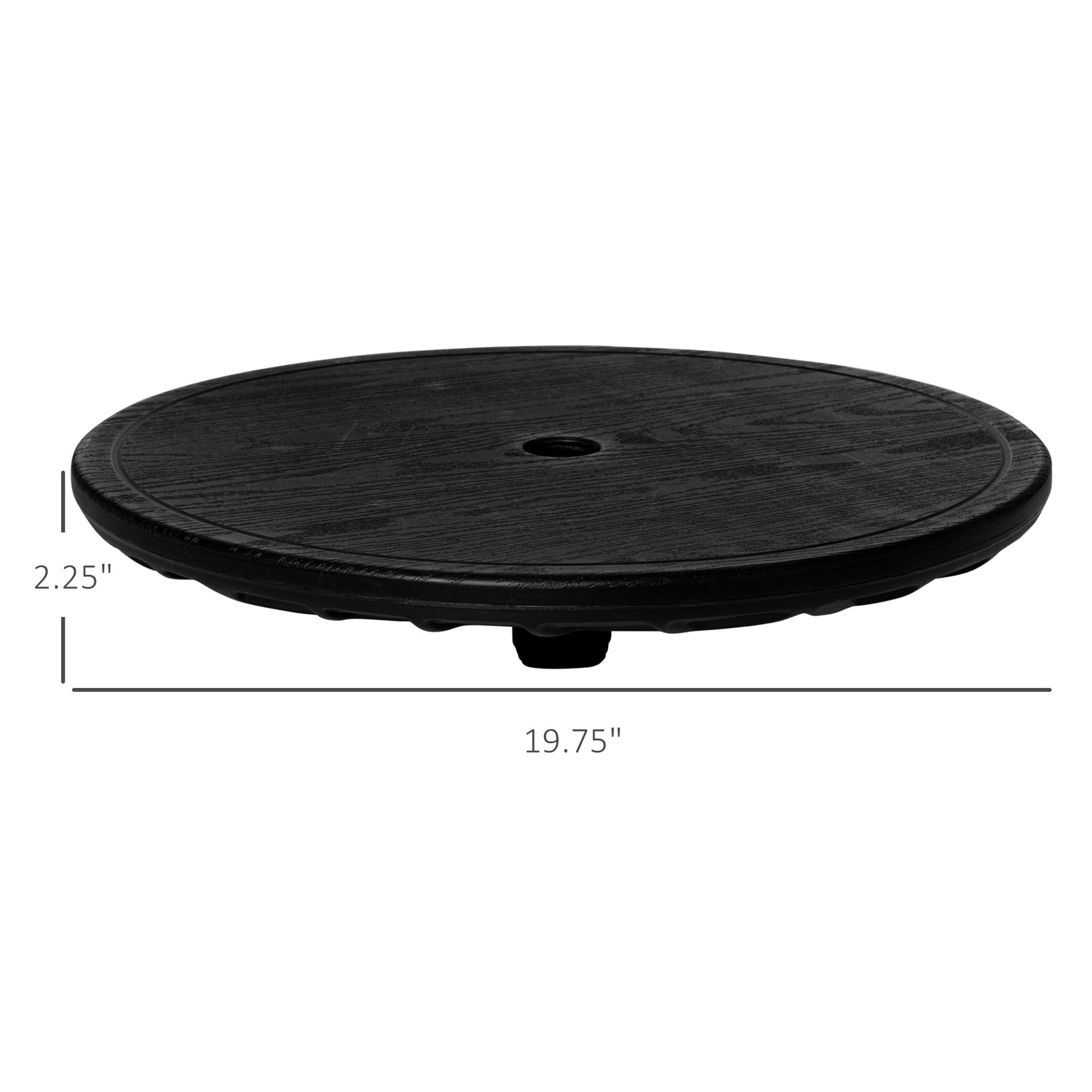 Outsunny 20" Umbrella Table Tray, Easy To Install Table Top, Round Portable For Swimming Pool, Beach, Patio, Deck, Garden, Black Black Polyethylene