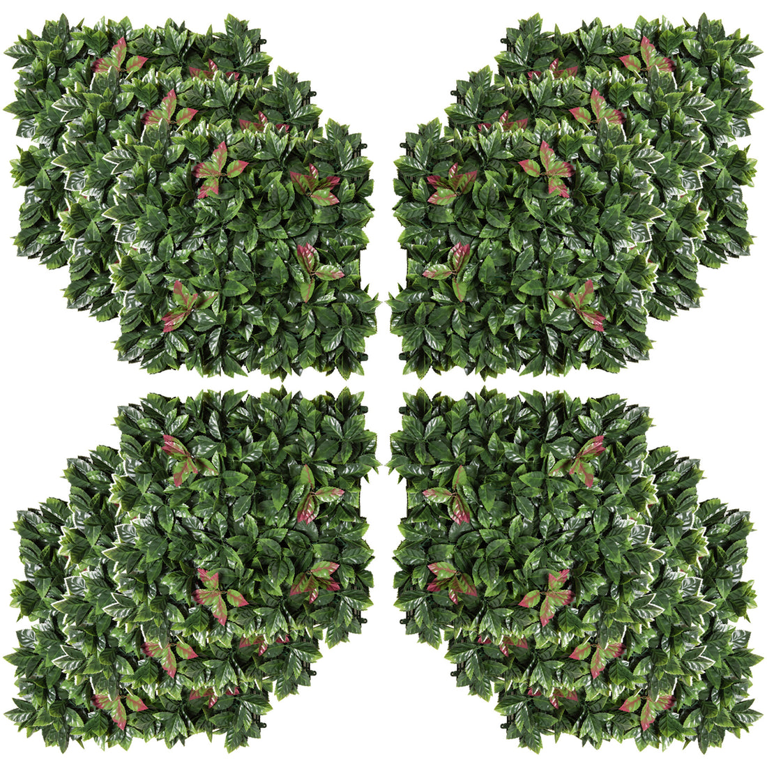 Outsunny Grass Wall Panels, 20" X 20" Artificial Grass Wall Decor,Greenery Backdrop Panels Wall For Outdoor, Indoor, Garden, Fence, Backyard, Green And Red Green Polyethylene