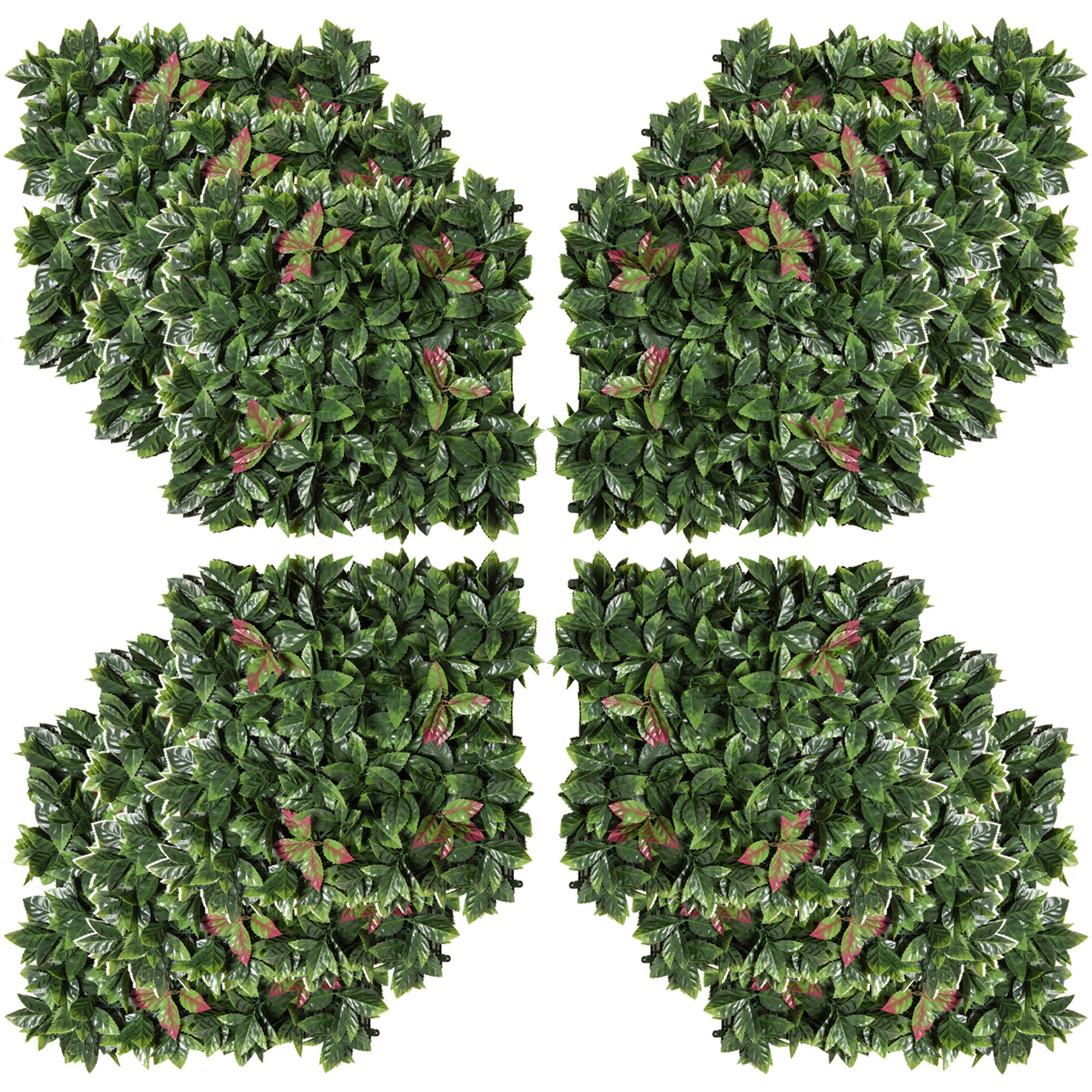 Outsunny Grass Wall Panels, 20" X 20" Artificial Grass Wall Decor,Greenery Backdrop Panels Wall For Outdoor, Indoor, Garden, Fence, Backyard, Green And Red Green Polyethylene