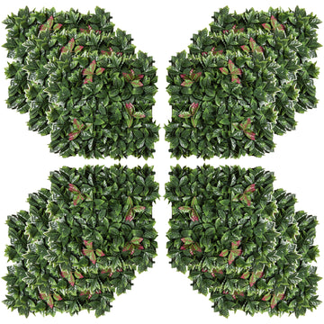 Outsunny Grass Wall Panels, 20" X 20" Artificial Grass Wall Decor,Greenery Backdrop Panels Wall For Outdoor, Indoor, Garden, Fence, Backyard, Green And Red Green Polyethylene