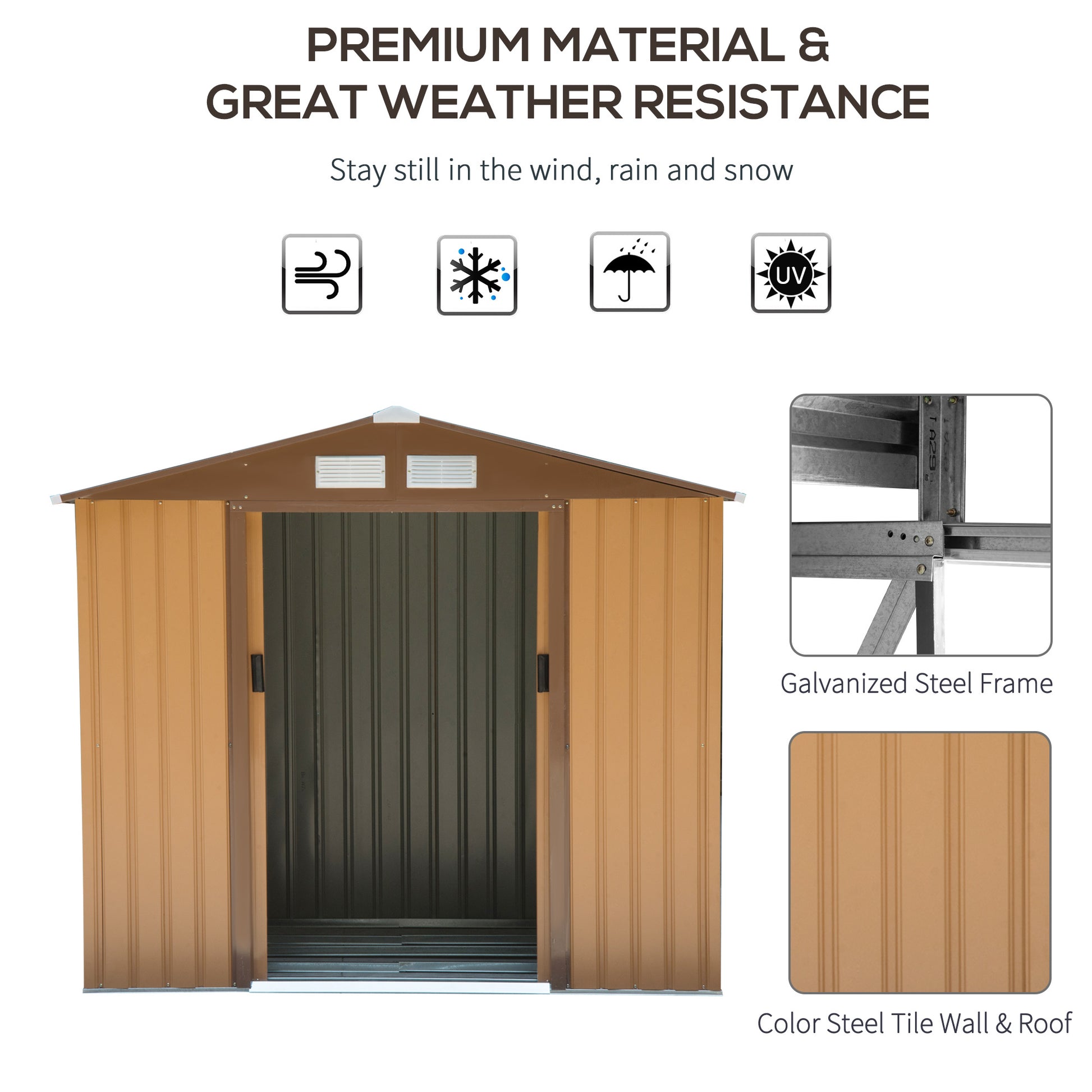 Outsunny 7' X 4' Outdoor Storage Shed, Garden
