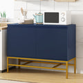 Minimalist & Luxury Cabinet Two Door Sideboard With Gold Metal Legs For Living Room, Dining Room Navy Navy Particle Board