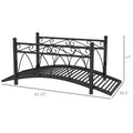Outsunny 3.3' Metal Arch Zen Garden Bridge With Safety Siderails, Decorative Footbridge, Delicate Scrollwork & Corner Spheres For Stream, Fish Pond, Black Black Steel