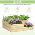 Outsunny 3 Tier Raised Garden Bed, Outdoor Planter Box, Wooden Garden Box With Open Bottom For Growing Vegetables, Herbs, Flowers, 42.5