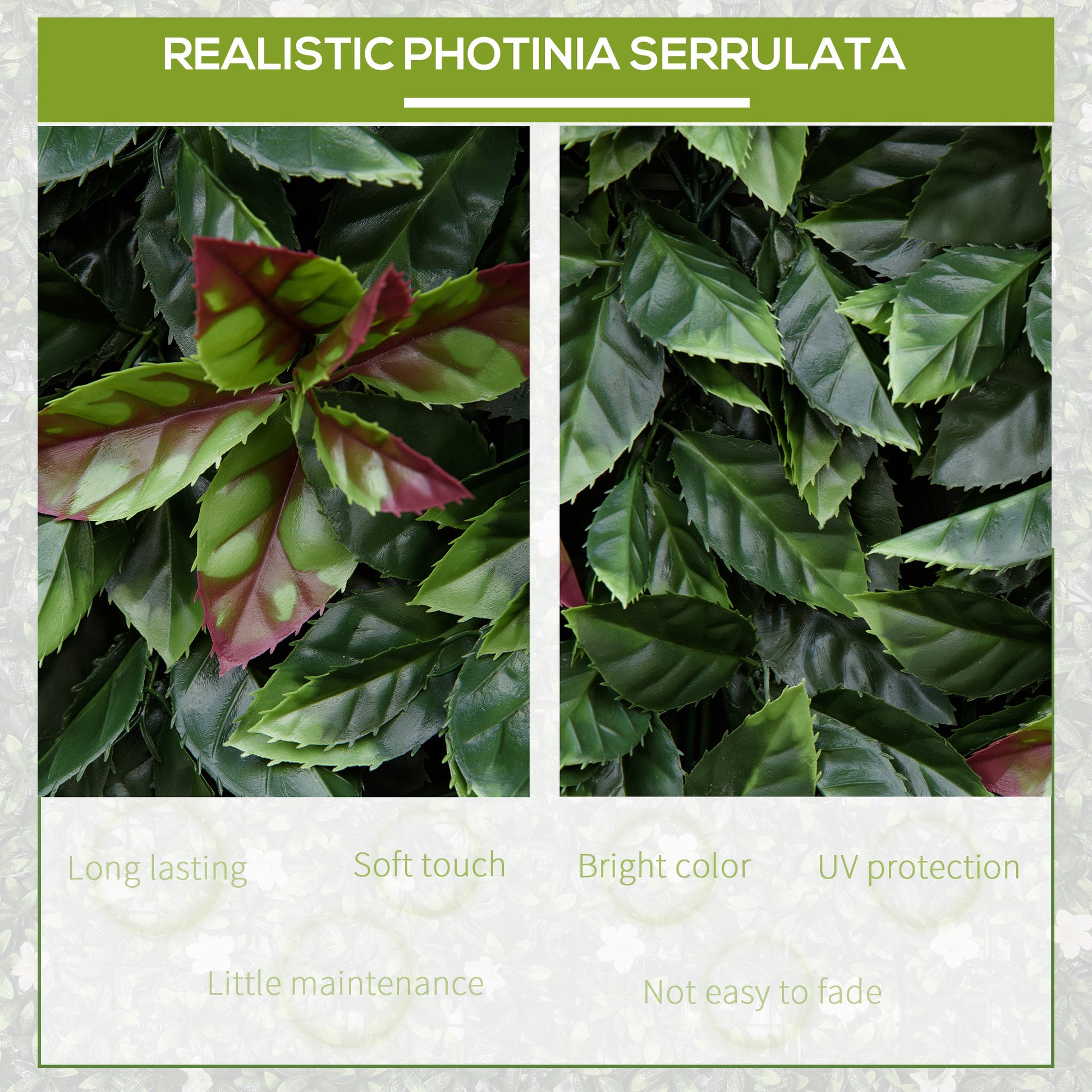 Outsunny Grass Wall Panels, 20" X 20" Artificial Grass Wall Decor,Greenery Backdrop Panels Wall For Outdoor, Indoor, Garden, Fence, Backyard, Green And Red Green Polyethylene