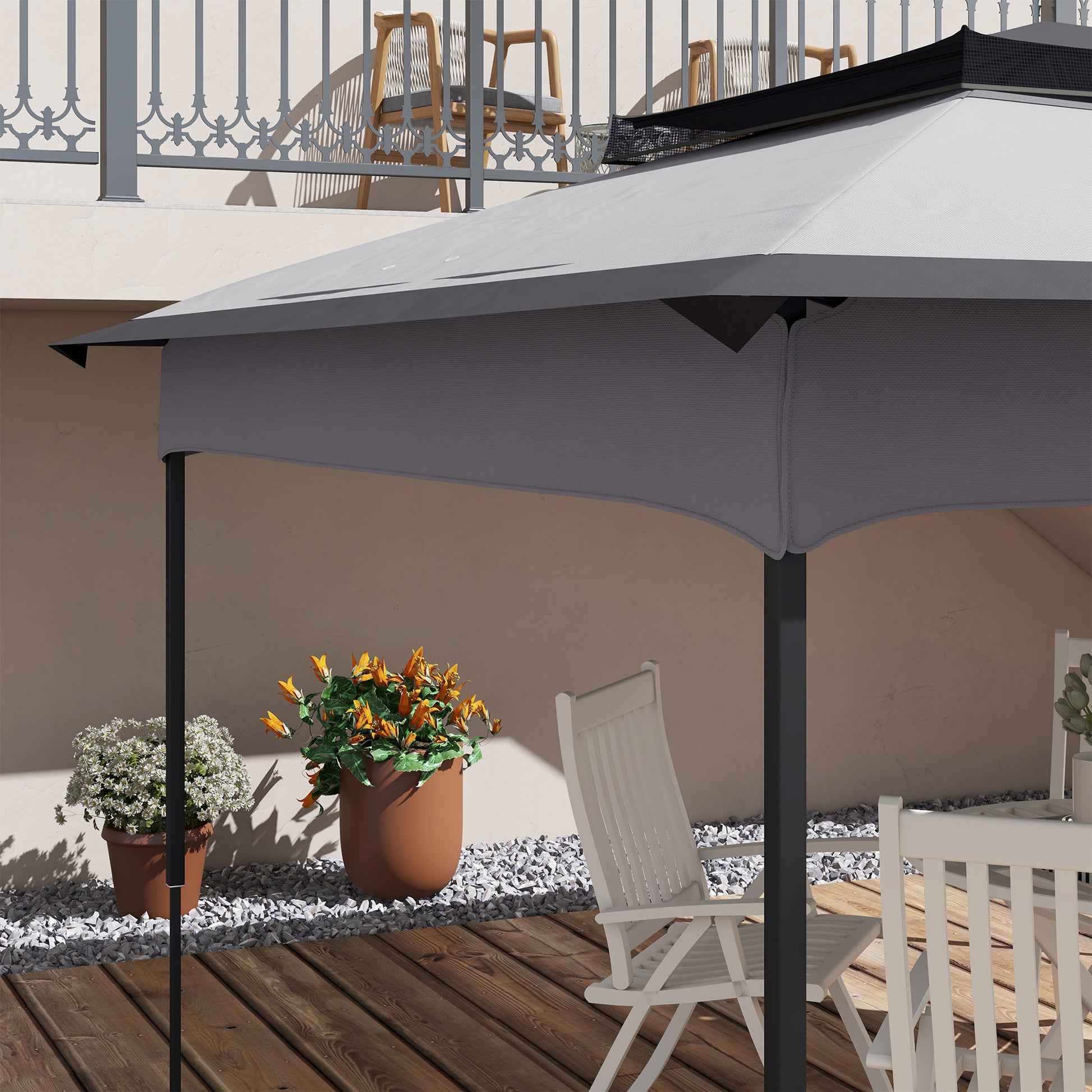 Outsunny 11' X 11' Pop Up Canopy Top Replacement Cover, 2 Tier Canopy Cover, 30 Uv Protection, Gray, Top Cover Only Gray Oxford Fabric