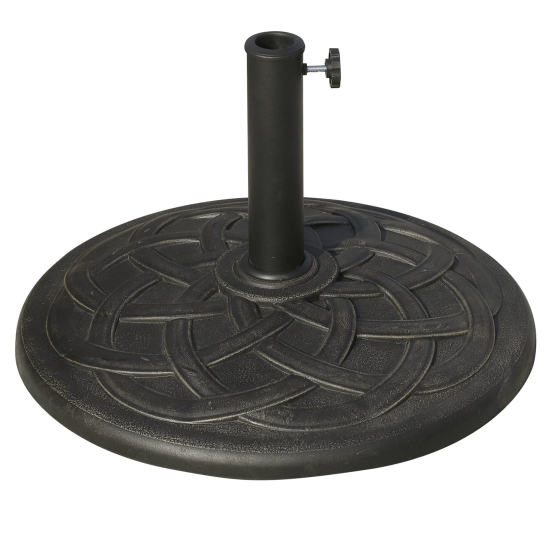 Outsunny 22" 42 Lbs Round Resin Umbrella Base Stand Market Parasol Holder With Beautiful Decorative Pattern & Easy Setup, For 1.5", 1.89" Pole, For Lawn, Deck, Backyard, Garden, Bronze Antique Bronze Steel