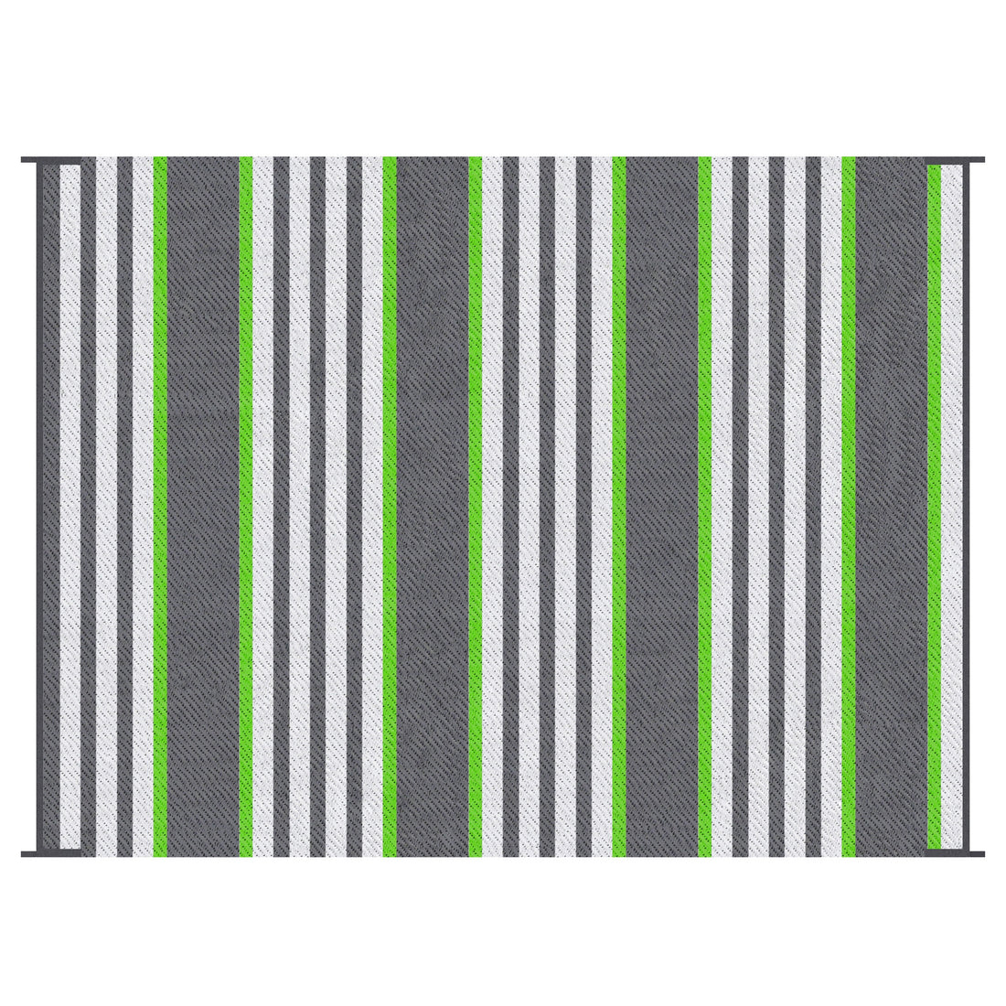 Outsunny Reversible Outdoor Rug Carpet, 9' X 12' Waterproof Plastic Straw Rug, Portable Rv Camping Rugs With Carry Bag, Large Floor Mat For Backyard, Deck, Picnic, Beach, Green & Gray Striped Green Polypropylene