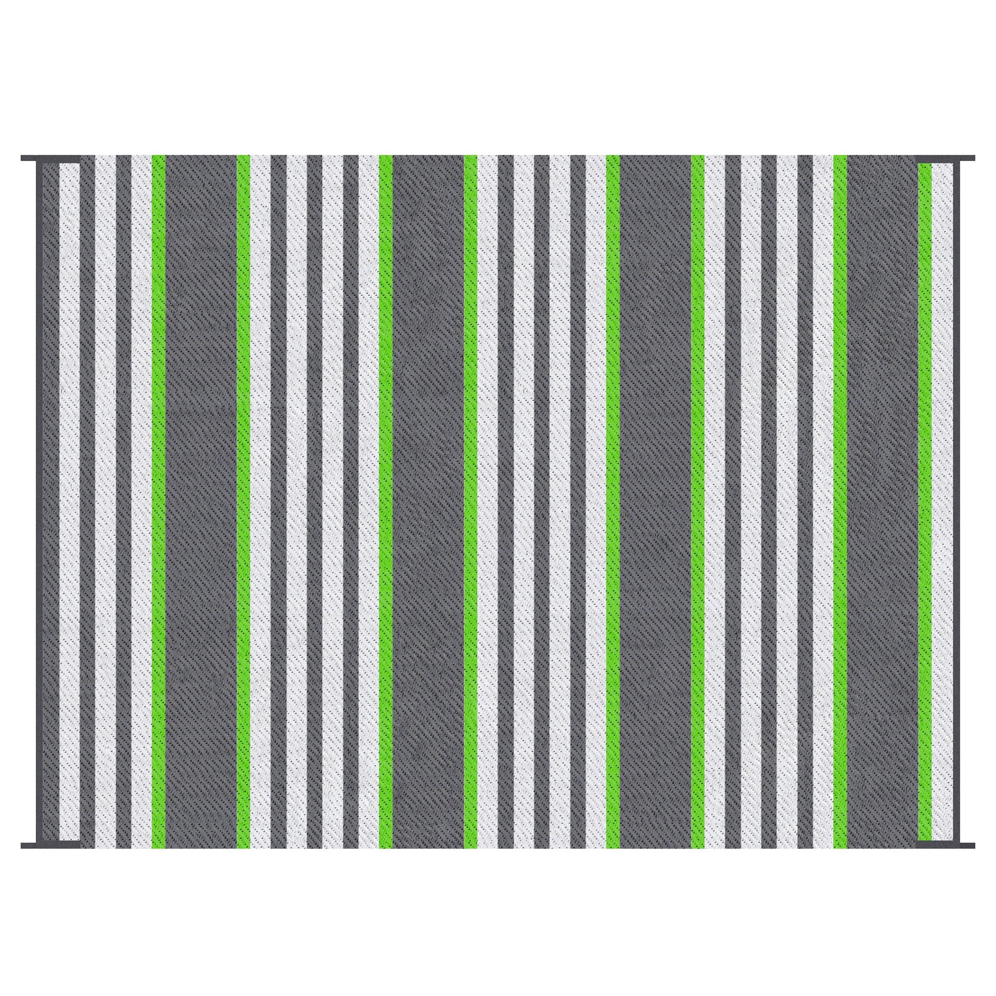Outsunny Reversible Outdoor Rug Carpet, 9' X 12' Waterproof Plastic Straw Rug, Portable Rv Camping Rugs With Carry Bag, Large Floor Mat For Backyard, Deck, Picnic, Beach, Green & Gray Striped Green Polypropylene