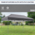 Outsunny 10' X 20' Pop Up Canopy Tent, Instant Sun Shelter With 3 Level Adjustable Height, Easy Up Outdoor Tent For Parties With Wheeled Carry Bag For Garden, Patio, Gray Grey Steel