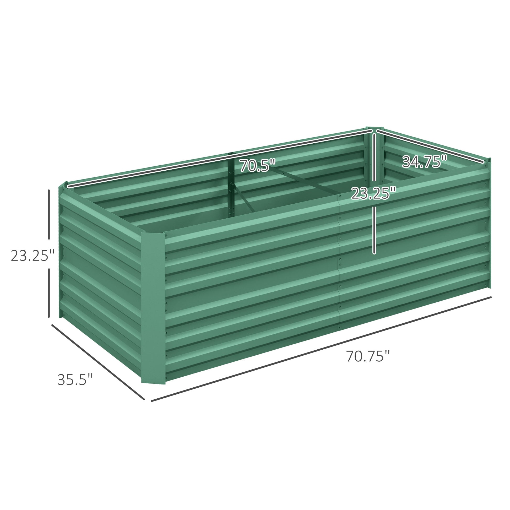 Outsunny Galvanized Raised Garden Bed Kit, Large And Tall Metal Planter Box For Vegetables, Flowers And Herbs, Reinforced, 6' X 3' X 2', Light Green Green Steel