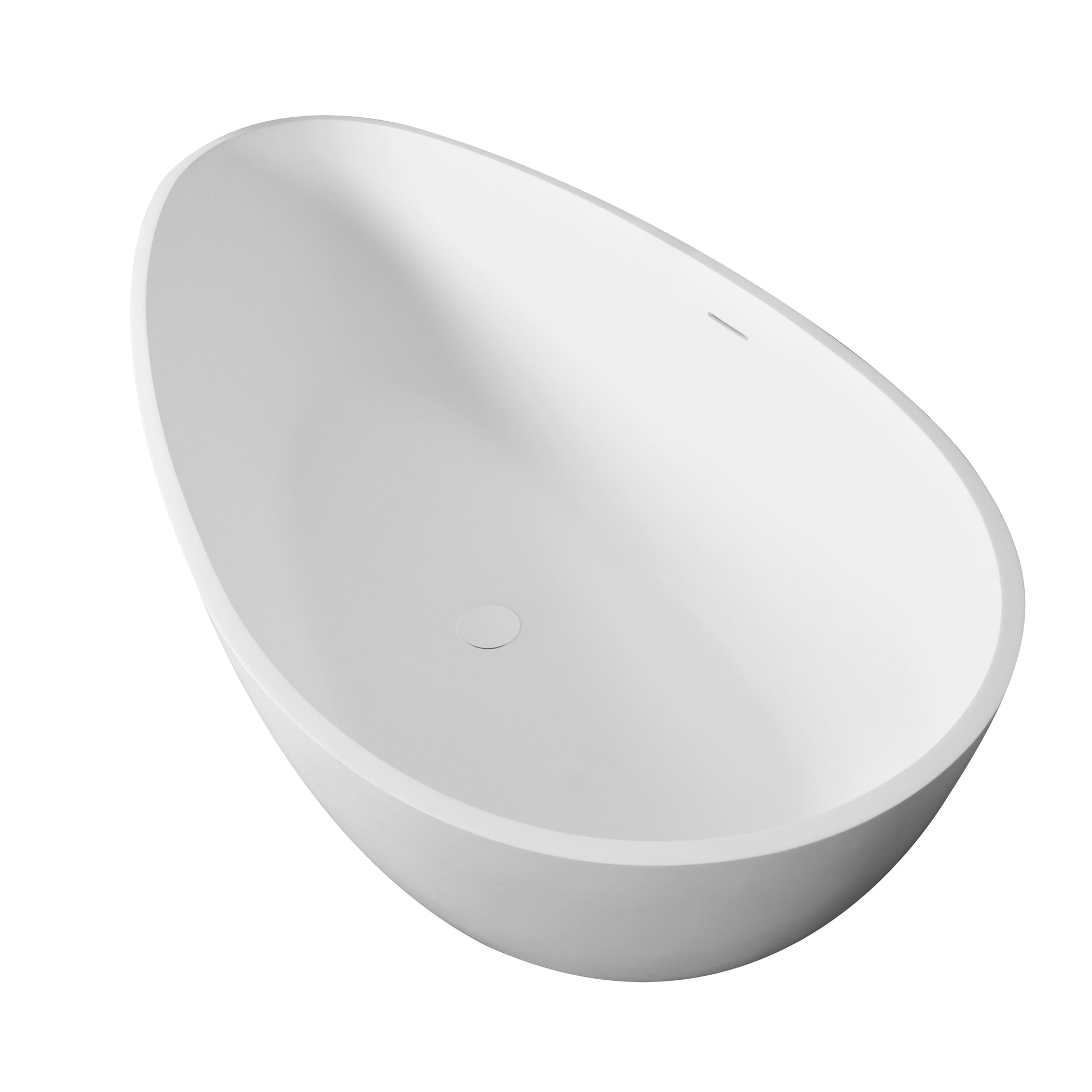 66.9 Inch Freestanding Solid Surface Soaking Bathtub For Bathroom Matte White Oval Bathroom Freestanding Tubs Matte 61 69 In Contemporary,Luxury,Minimalist,Modern Soaking Center Solid Surface