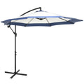 Outsunny 10Ft Cantilever Umbrella, Offset Patio Umbrella With Crank And Cross Base For Deck, Backyard, Pool And Garden, Hanging Umbrellas, Navy Blue Blue Steel