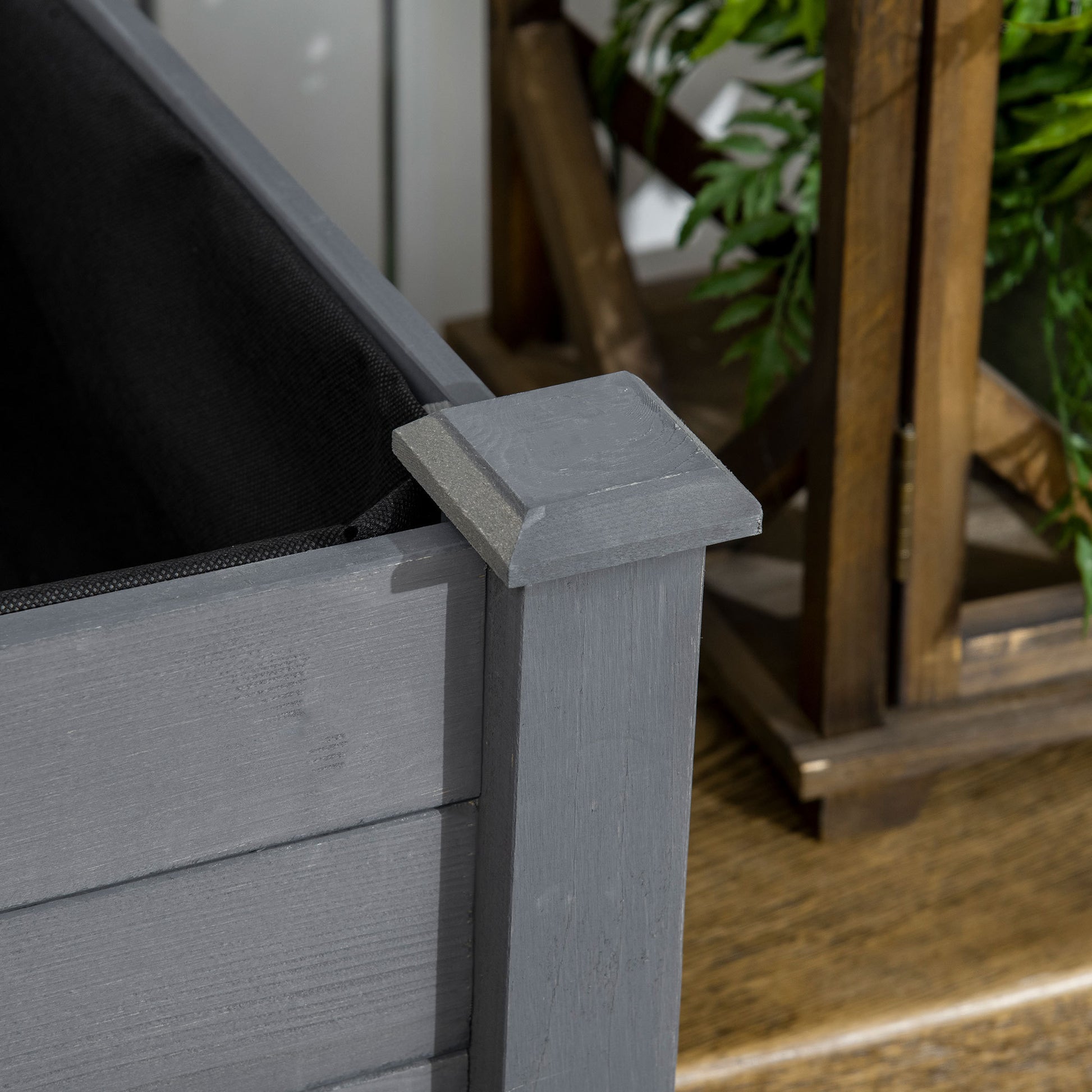 Outsunny Raised Garden Bed With Legs, 48" X 22" X 30", Elevated Wooden Planter Box, Self Draining With Bed Liner For Vegetables, Herbs, And Flowers Backyard, Patio, Balcony Use, Dark Gray Gray Wood