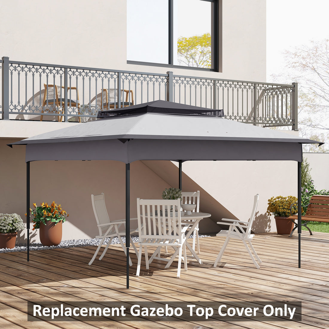 Outsunny 11' X 11' Pop Up Canopy Top Replacement Cover, 2 Tier Canopy Cover, 30 Uv Protection, Gray, Top Cover Only Gray Oxford Fabric